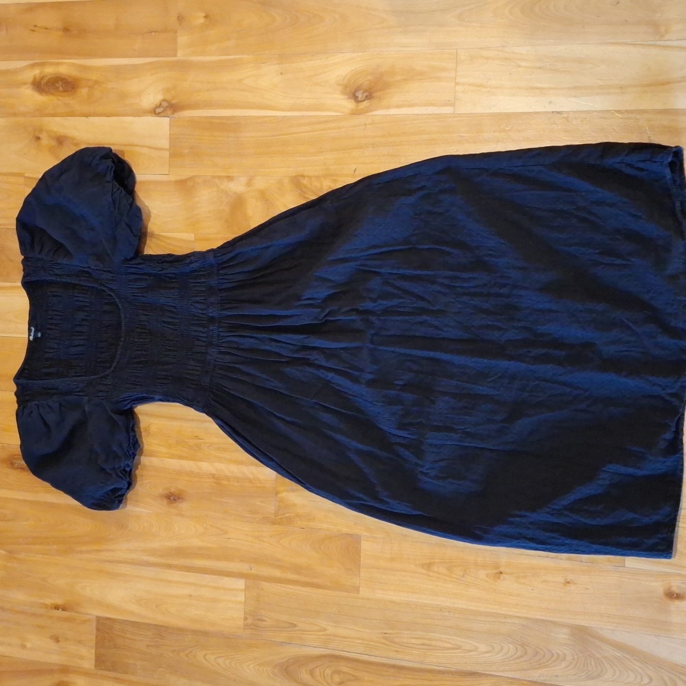 Madewell Lucie Puff Sleeve Cotton Midi Dress Black Size 6 - Picture 5 of 10